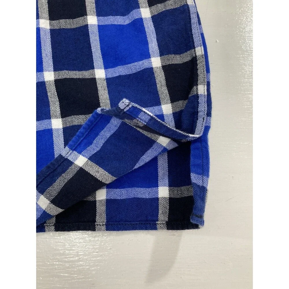 Duluth Flannel Shirt Womens 3X Blue White Plaid Free Swinging Button Up Top - Picture 5 of 8